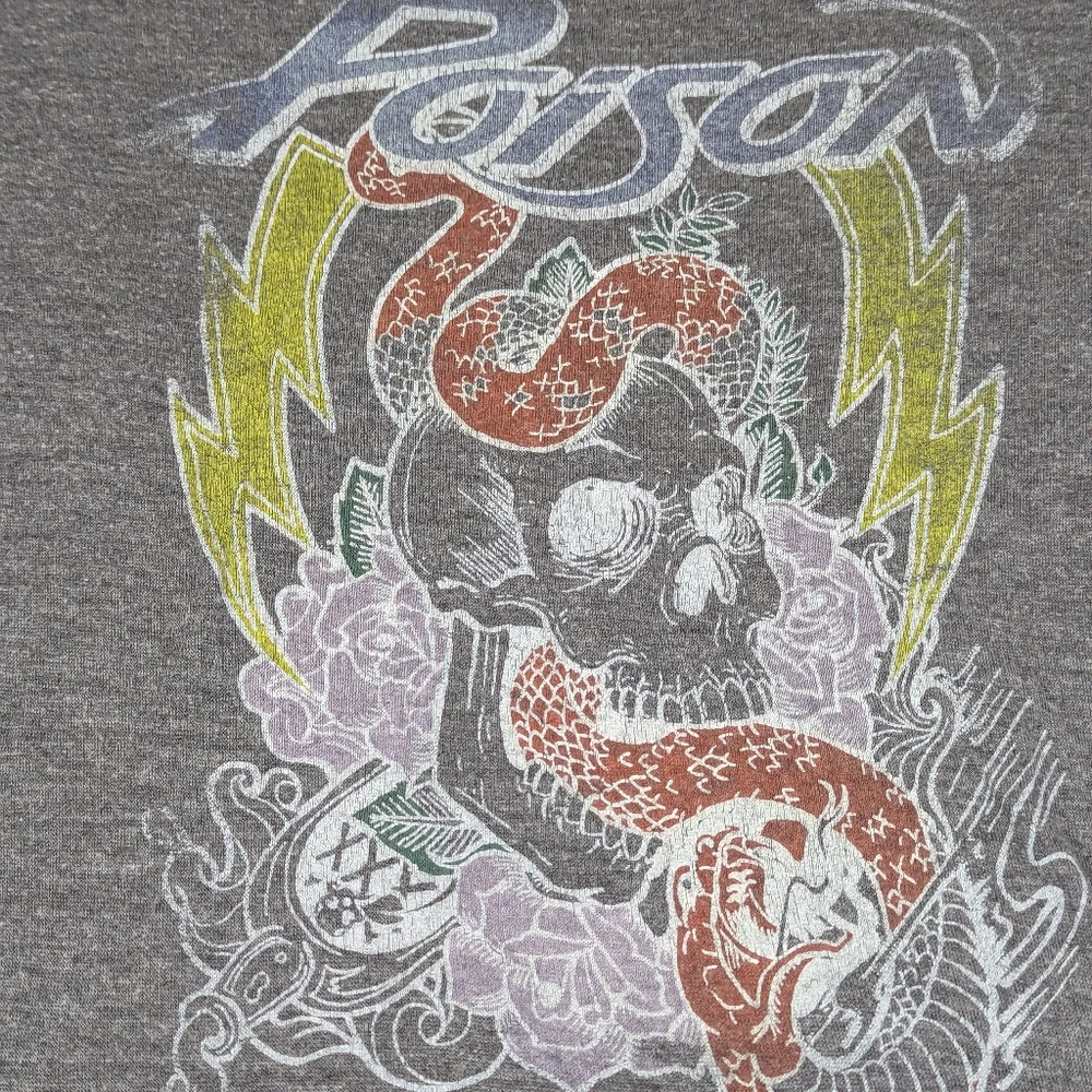 POISON Flesh & Blood 1990 Tour Repro Concert Tee Snake and Skull Graphics Medium